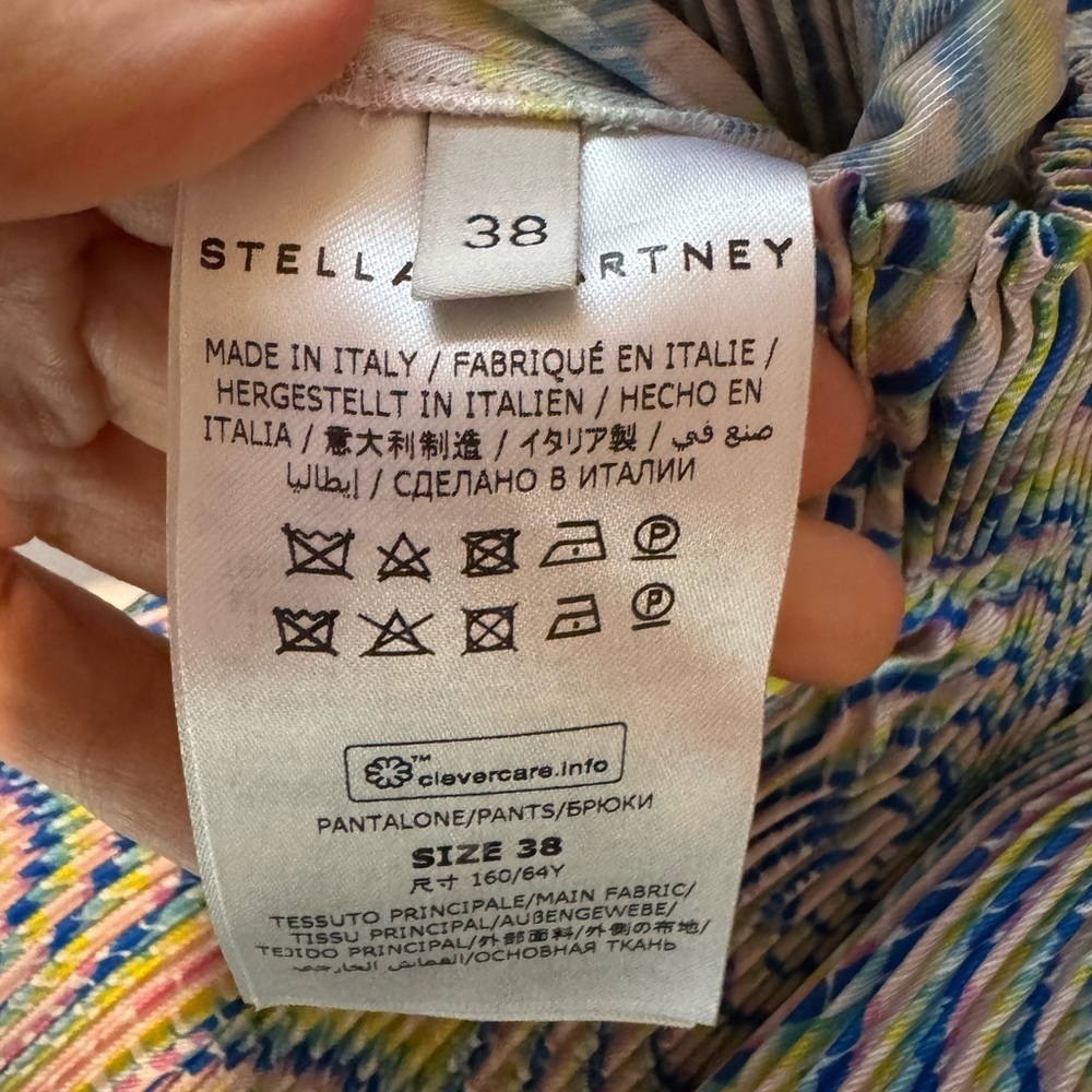 STELLA MCCARTNEY Hallucinogenic Straight Leg Plisse Accordion Pants IT38 NWT - Picture 4 of 6